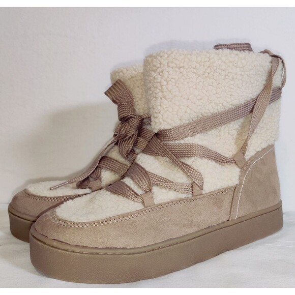 Women's Birgitte Winter Boots Taupe Insulated Warm Snow Boots - Size 8 - Picture 1 of 9